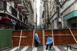 neighborhood under lockdown due to Covid-19 in Shanghai.