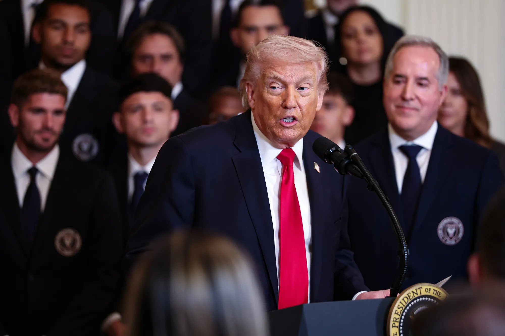 President Donald Trump and Inter Miami CF celebrate the team’s 2025 championship win.