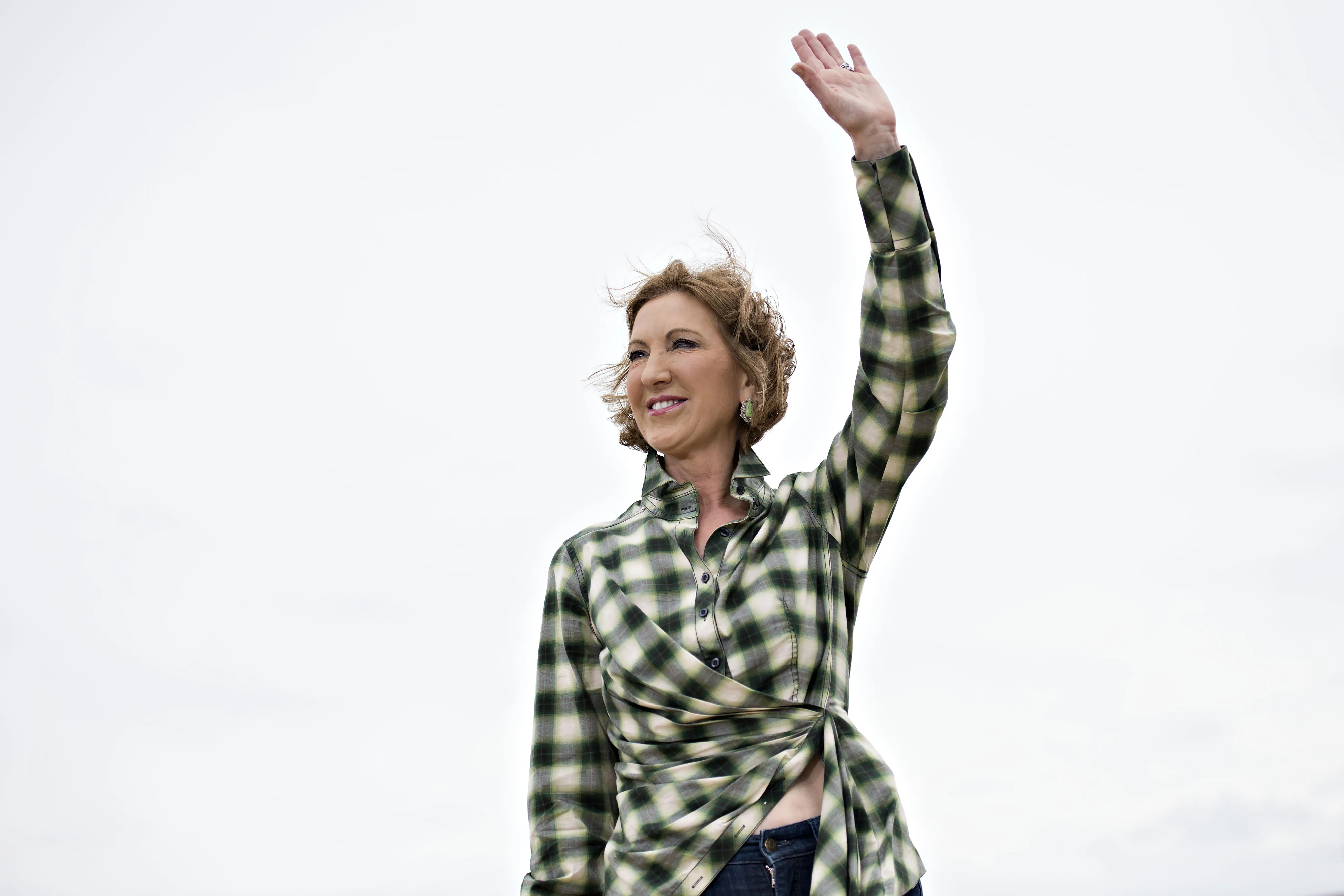 Carly Fiorina, former chairman and chief executive officer of Hewlett-Packard Co. and 2016 U.S. presidential candidate, speaks during the inaugural Roast and Ride in Boone, Iowa, U.S., on Saturday, June 6, 2015. Senator Joni Ernst, a Republican from Iowa, hosted the inaugural Roast and Ride event which featured a 38-mile ride from a Des Moines Harley Davidson dealership to the Central Iowa Expo where seven current and potential Republican presidential candidates are expected to participate. Photographer: Daniel Acker/Bloomberg
