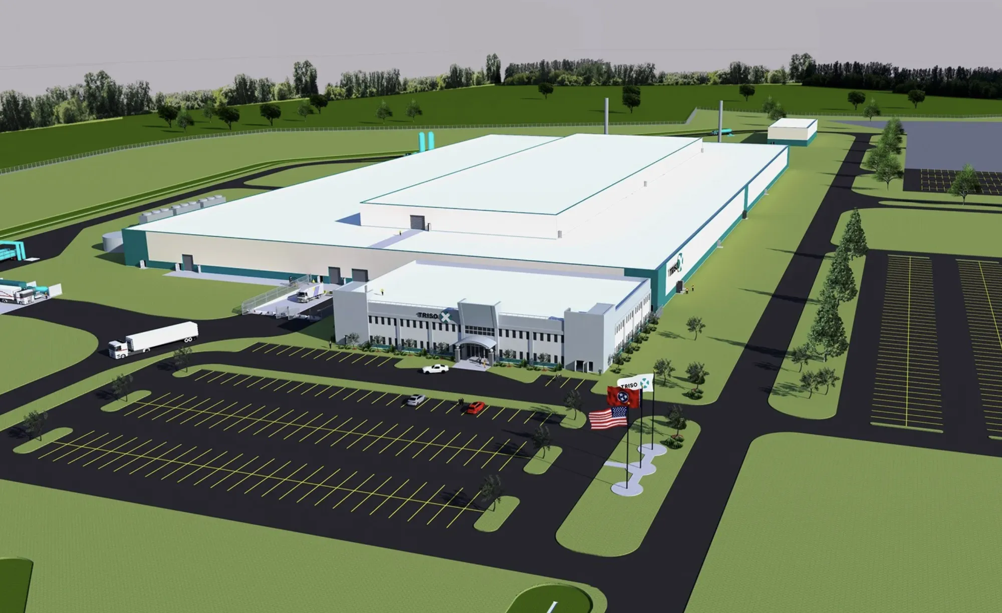 A&nbsp;rendering of the proposed TRISO-X World Headquarters and Commercial Fuel Facility at the Horizon Center Industrial Park in&nbsp;Oak Ridge, Tennessee.&nbsp;&nbsp;​​​​