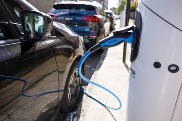 An electric vehicle charging point in London.