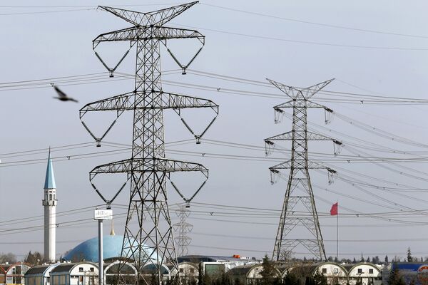 Power Transmission Lines and Electricity Grid In Turkish City