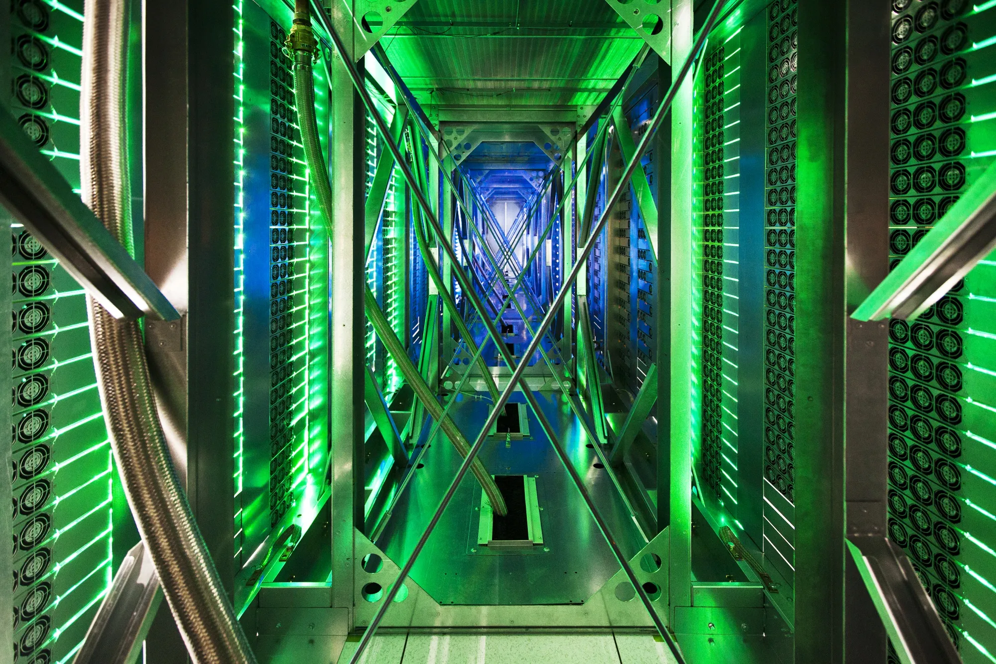 Hundreds of fans keep the servers cool at Google’s Mayes County data center in Oklahoma