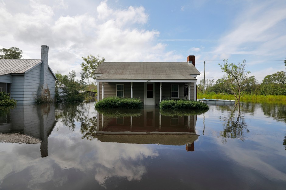 Floodwaters surround homes in North Carolina after Hurricane Florence last year.