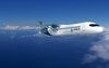 A computer simulation of Airbus’s hydrogen turboprop plane.