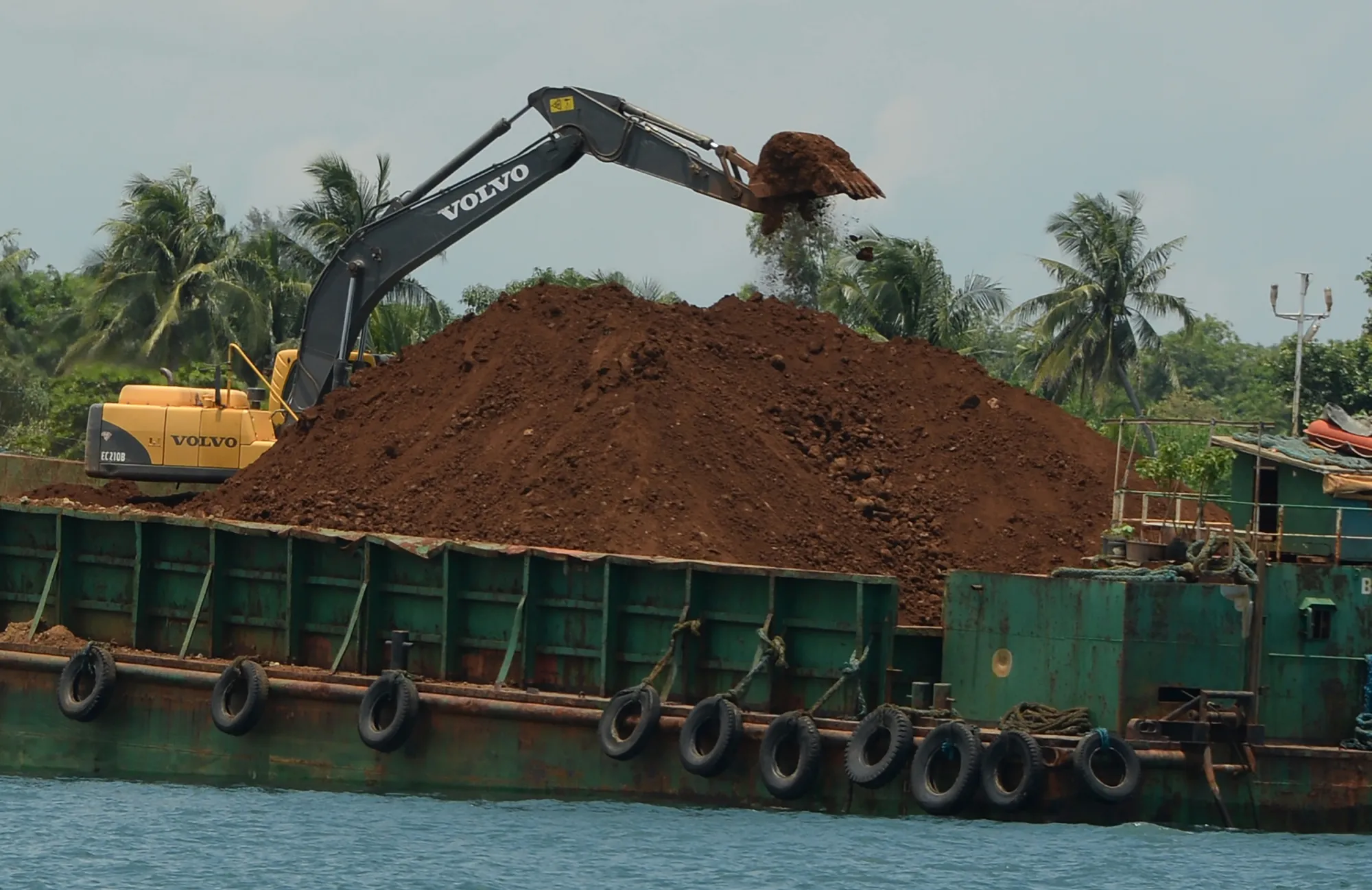 A barge loaded with nickel ore at a port in Pangasinan province, north of Manila.&nbsp;