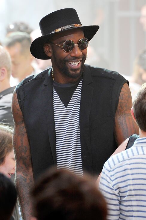 Stoudemire outside of the Lanvin show on the last day of Paris Fashion Week.