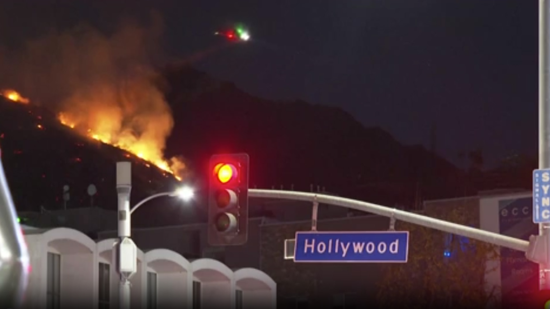 Fast-Moving Fire in Hollywood Hills