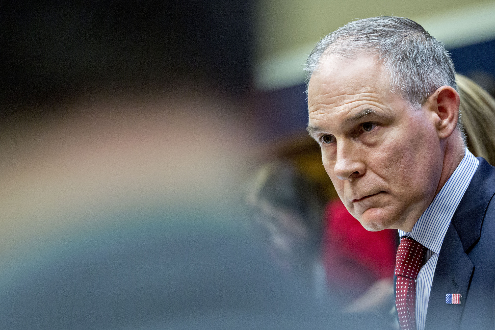 Scott Pruitt&nbsp;listens during a House Energy and Commerce Subcommittee hearing in Washington, D.C.&nbsp;on&nbsp;April 26, 2018.
