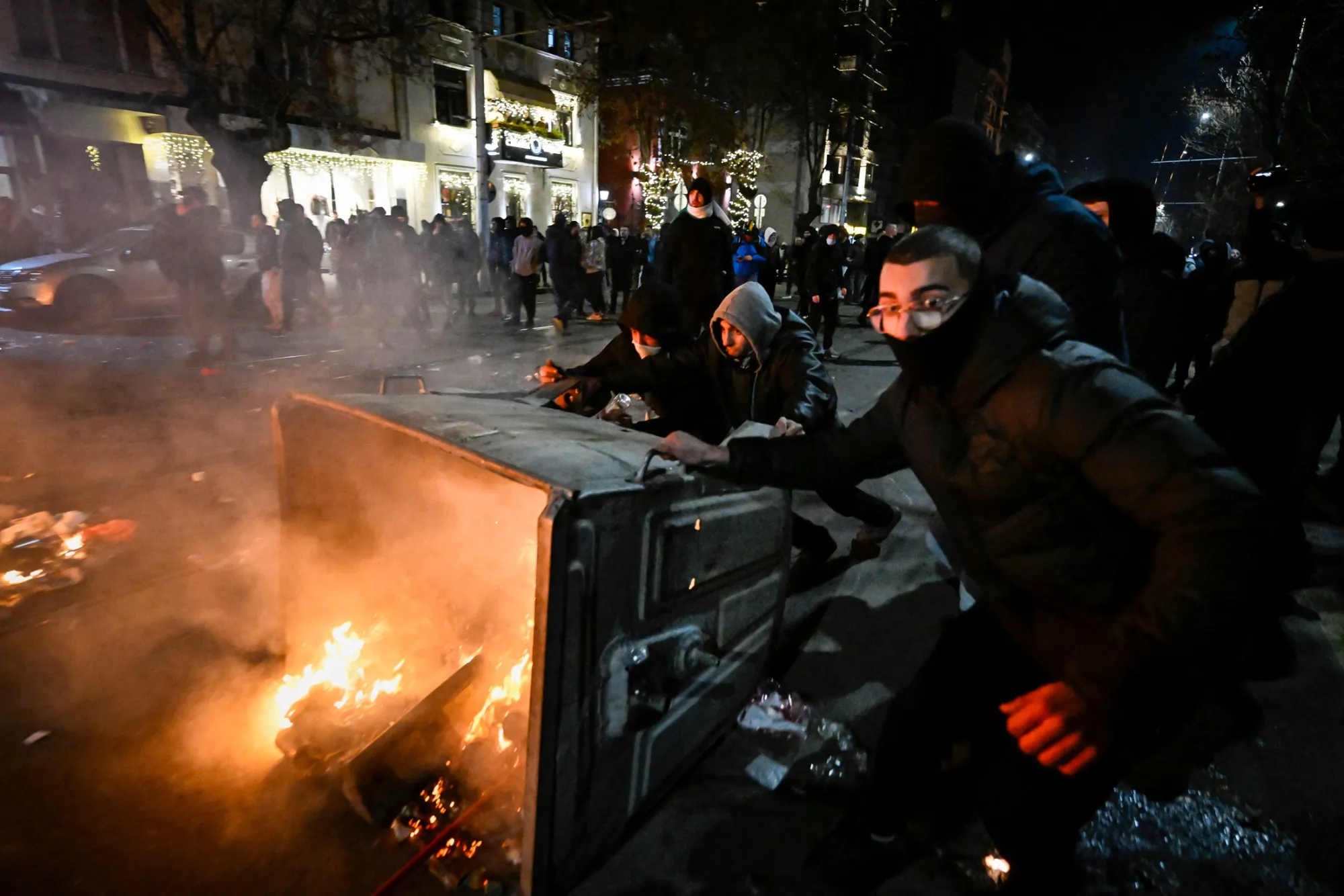 Anti-government protesters during a demonstration in Sofia, Bulgaria, on Dec. 1.