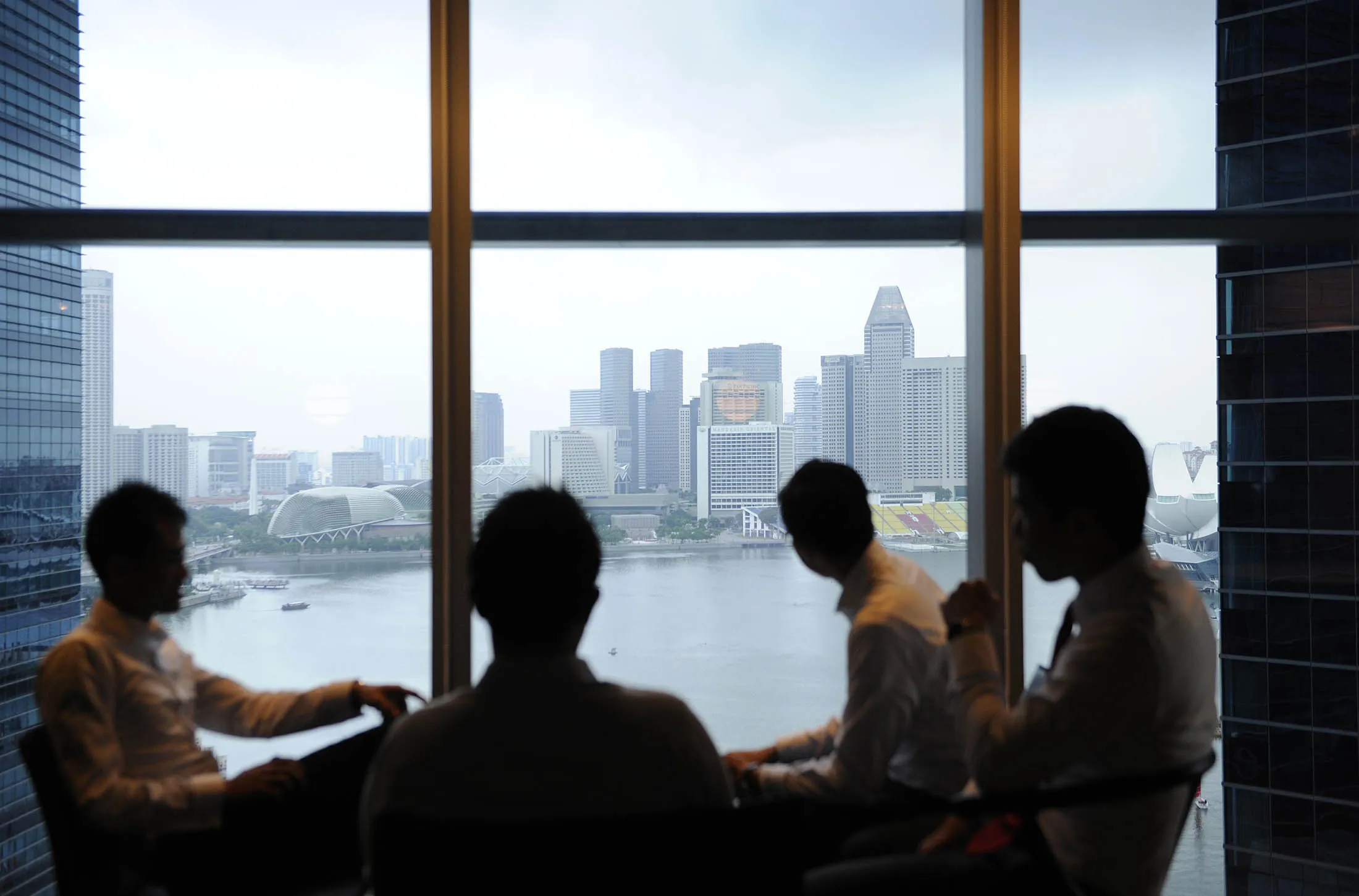 Employees inside the social hub at DBS Bank's headquarters.
