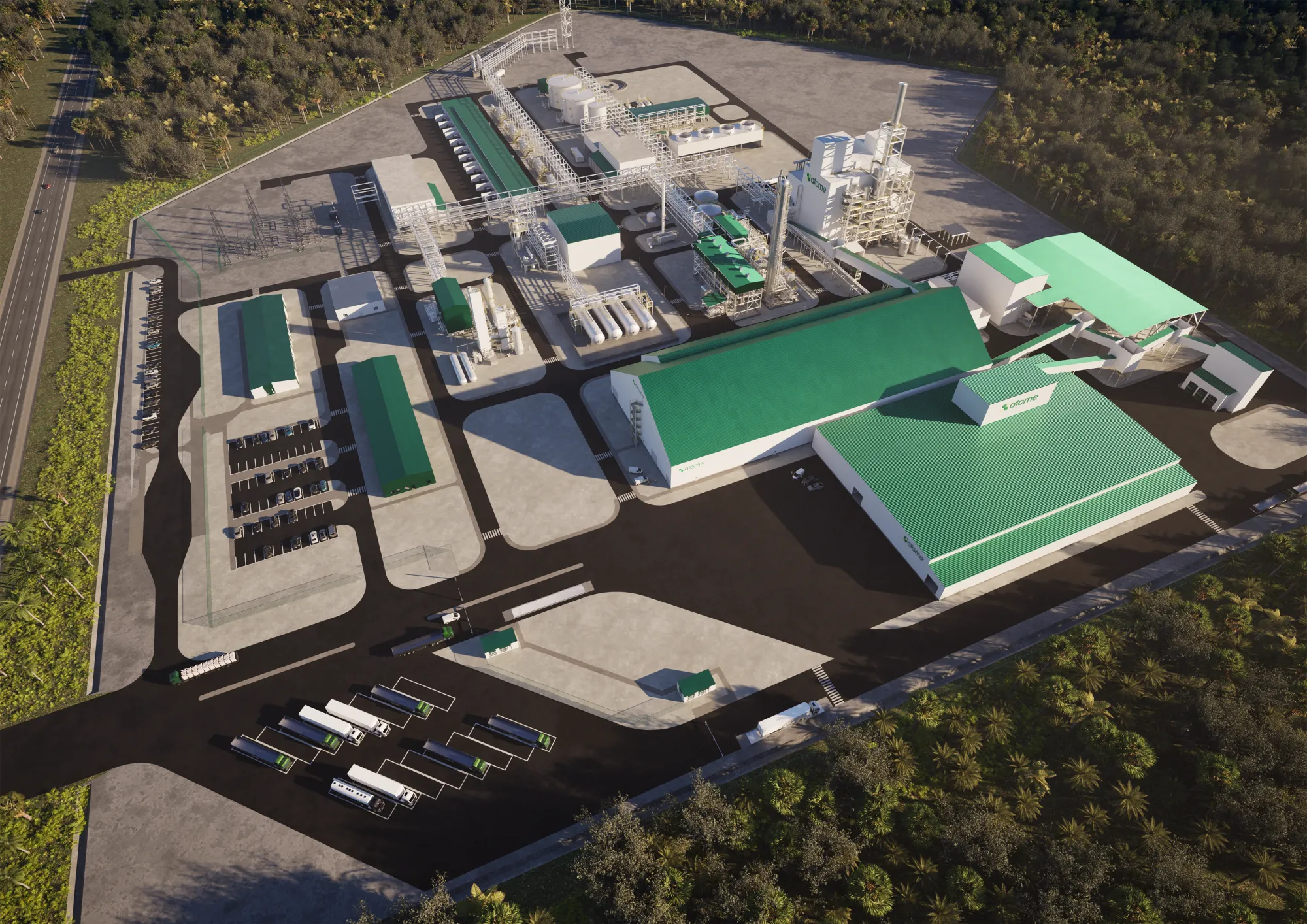 A rendering of Atome Plc’s green fertilizer project in Paraguay.