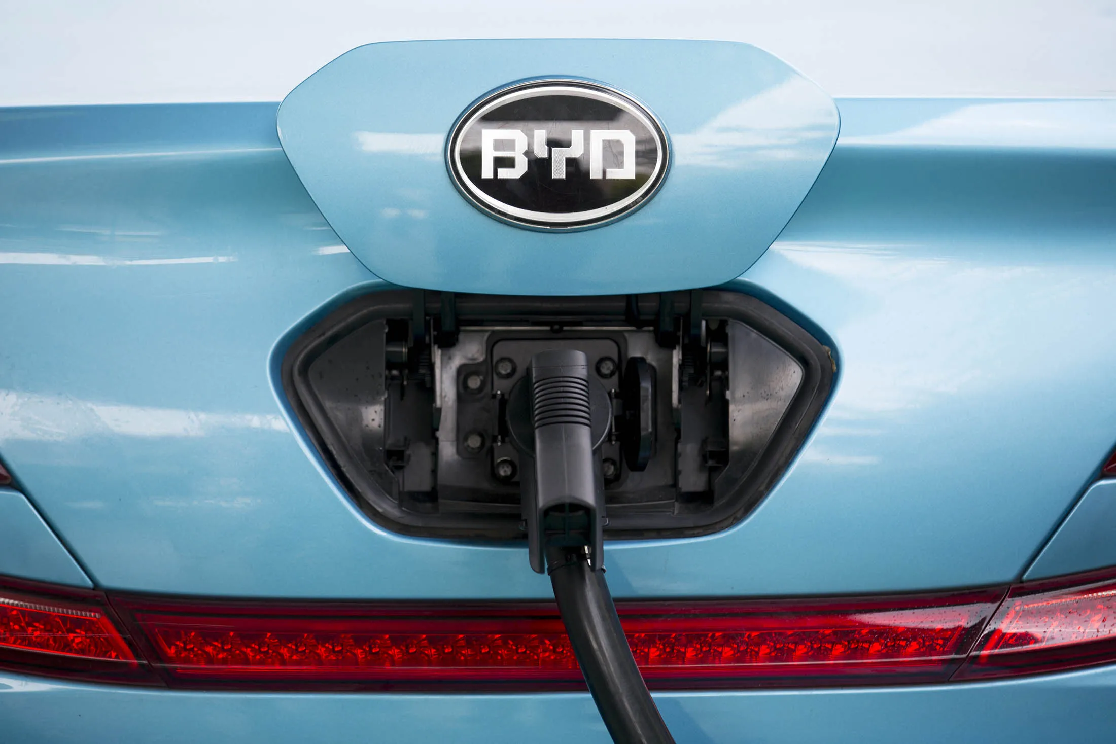 A BYD electric car is charged at the company's campus in the Pingshan district of Shenzhen.

