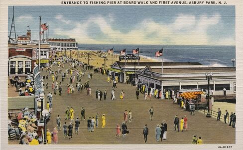 A view of the Asbury Park boardwalk circa 1930.