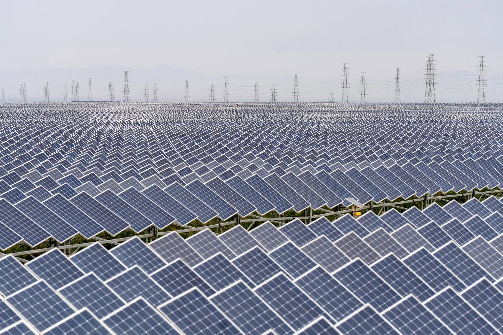 Solar panels at the Baofeng Agriculture-Photovoltaic Integration Industrial Base near Yinchuan, Ningxia autonomous region, China.