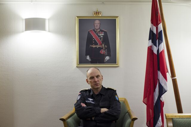 Vice-Admiral Rune Andersen at in his office at the Norwegian Joint Headquarters at Reitan in Bodø in March. 