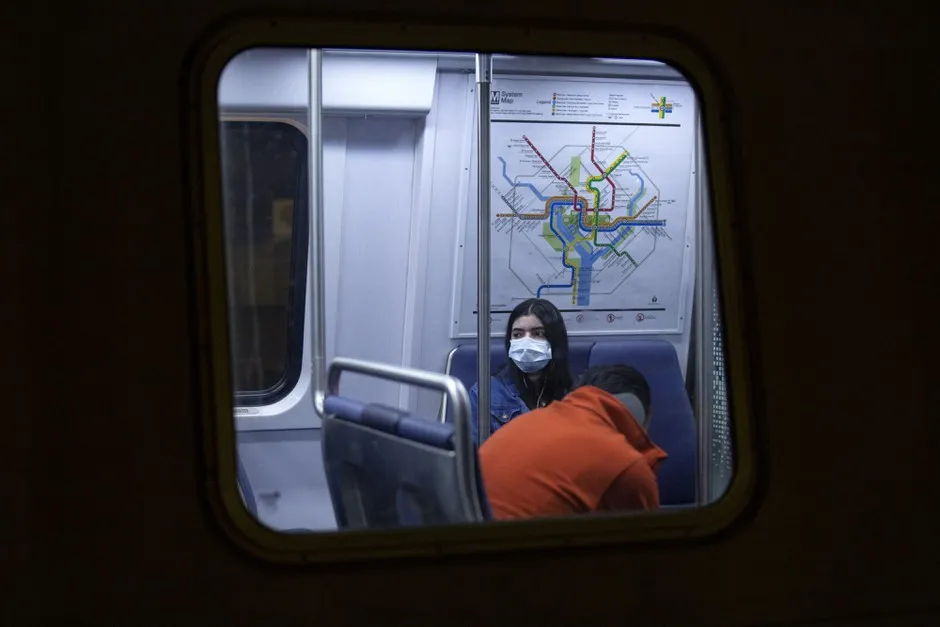 A commuter on the Washington D.C. Metro on March 9.