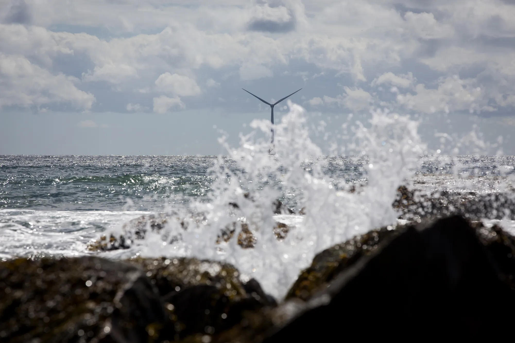 A wind turbine off Block Island, Rhode Island.