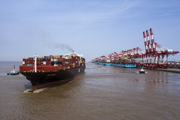 Operations At Yangshan Deepwater Port as China Talks Up Post-Virus Rebound While The World Economy Shuts