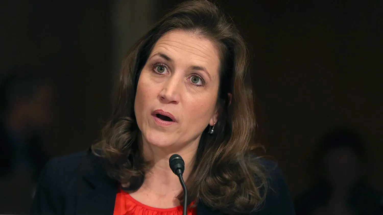 Natalie Tennant (L), West Virginia Secretary of State, testifies during a Senate Water and Wildlife Subcommittee hearing on Capitol Hill on February 4, 2014 in Washington, DC.

