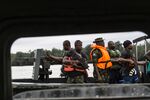 Members of the Nigerian Navy patrol the Niger Delta in 2017. 