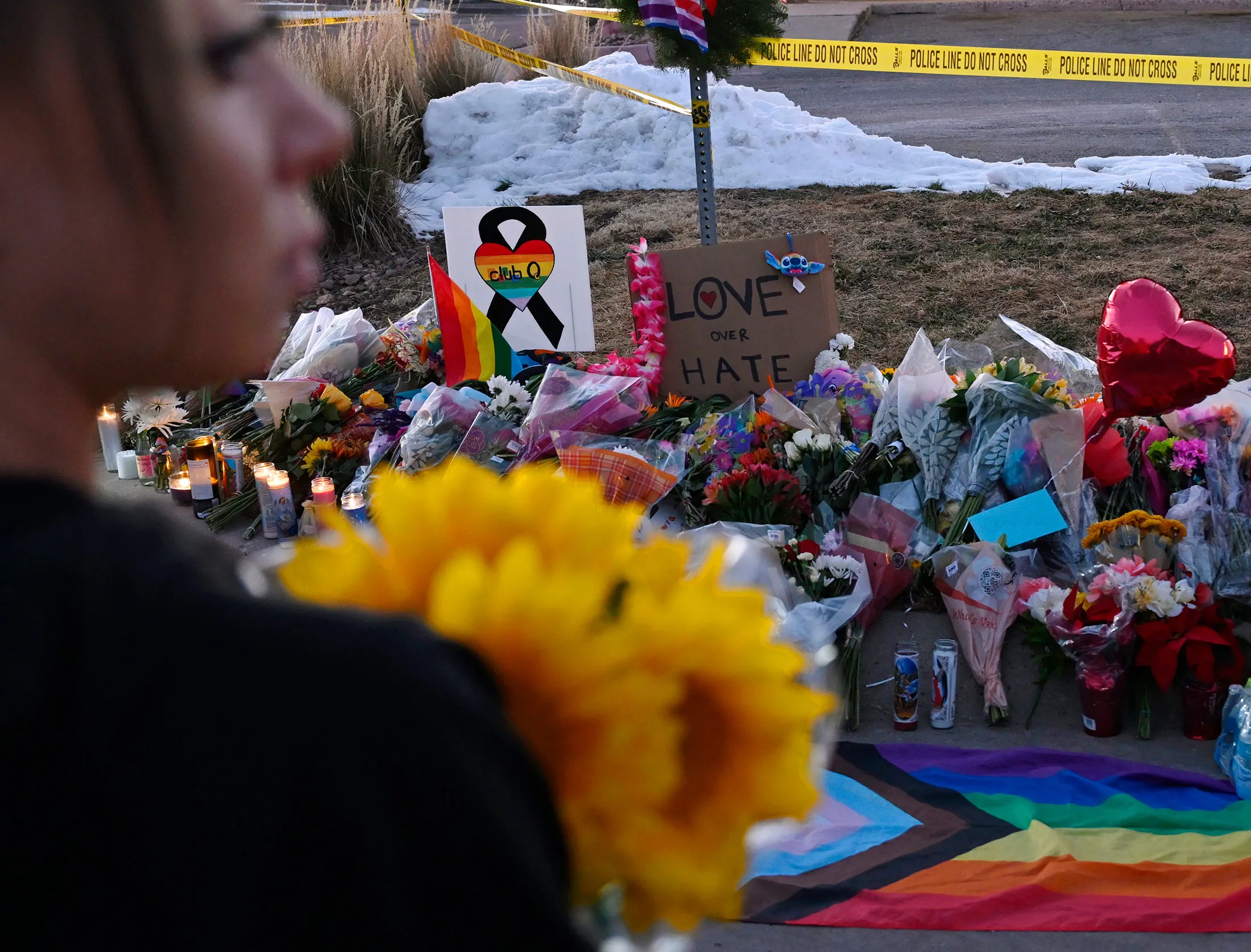 A memorial near Club Q&nbsp;in Colorado Springs, Colorado.