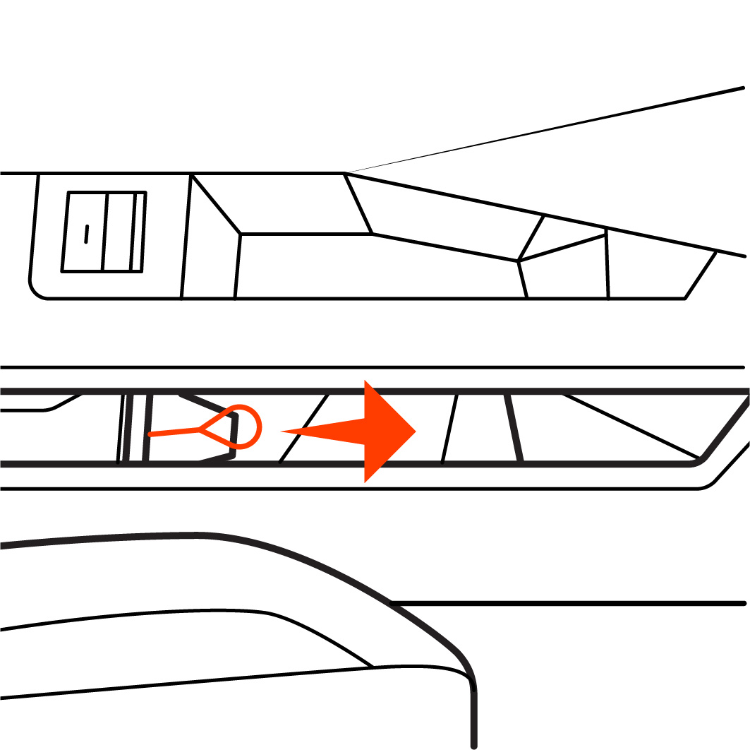 Close up view of the manual release cable