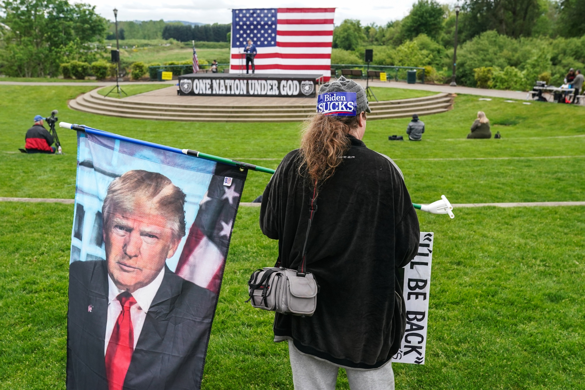 A 2nd Amendment rally on May 1, 2021 in Salem, Oregon. Since the Jan. 6 riot at the U.S. Capitol, right-wing organizations have often targeted state capitols and local government sites.&nbsp;
