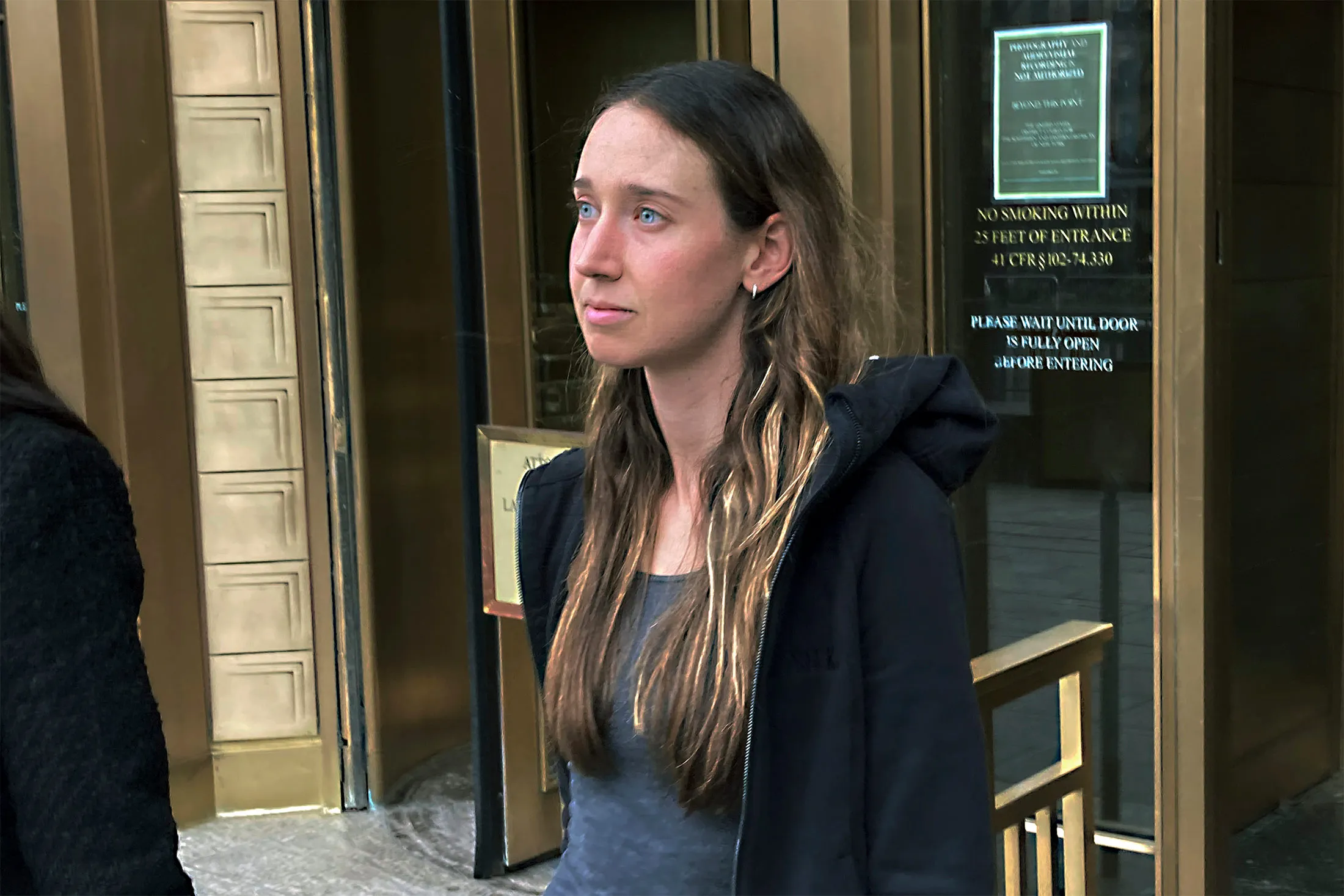 Charlie Javice leaves federal court in New York on April 4.