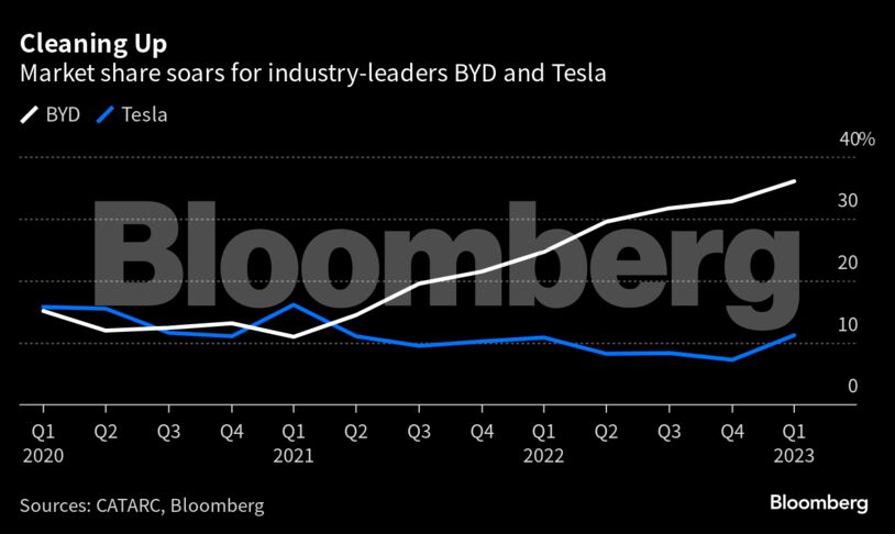 Cleaning Up | Market share soars for industry-leaders BYD and Tesla