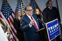 Rudy Giuliani speaks during a news conference at the Republican National Committee headquarters in Washington, D.C., U.S., on Nov. 19.