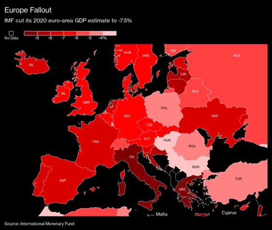 Europe’s Economy to Slump More Than 10% on Virus Measures