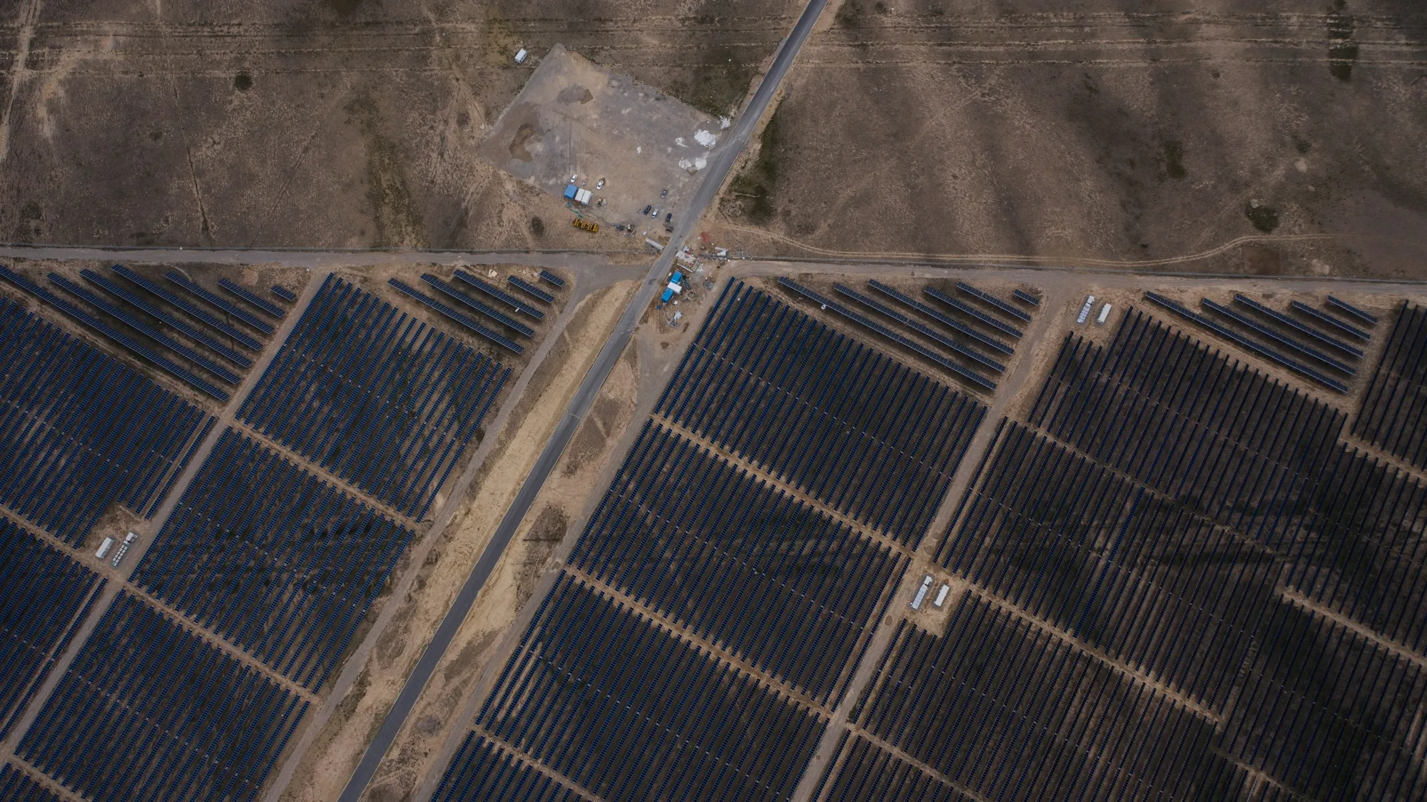 Photovoltaic panels in Gonghe County, Qinghai province, China.