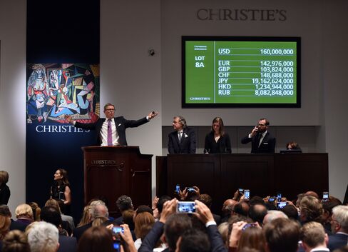 Christie’s auction showing bid currencies.