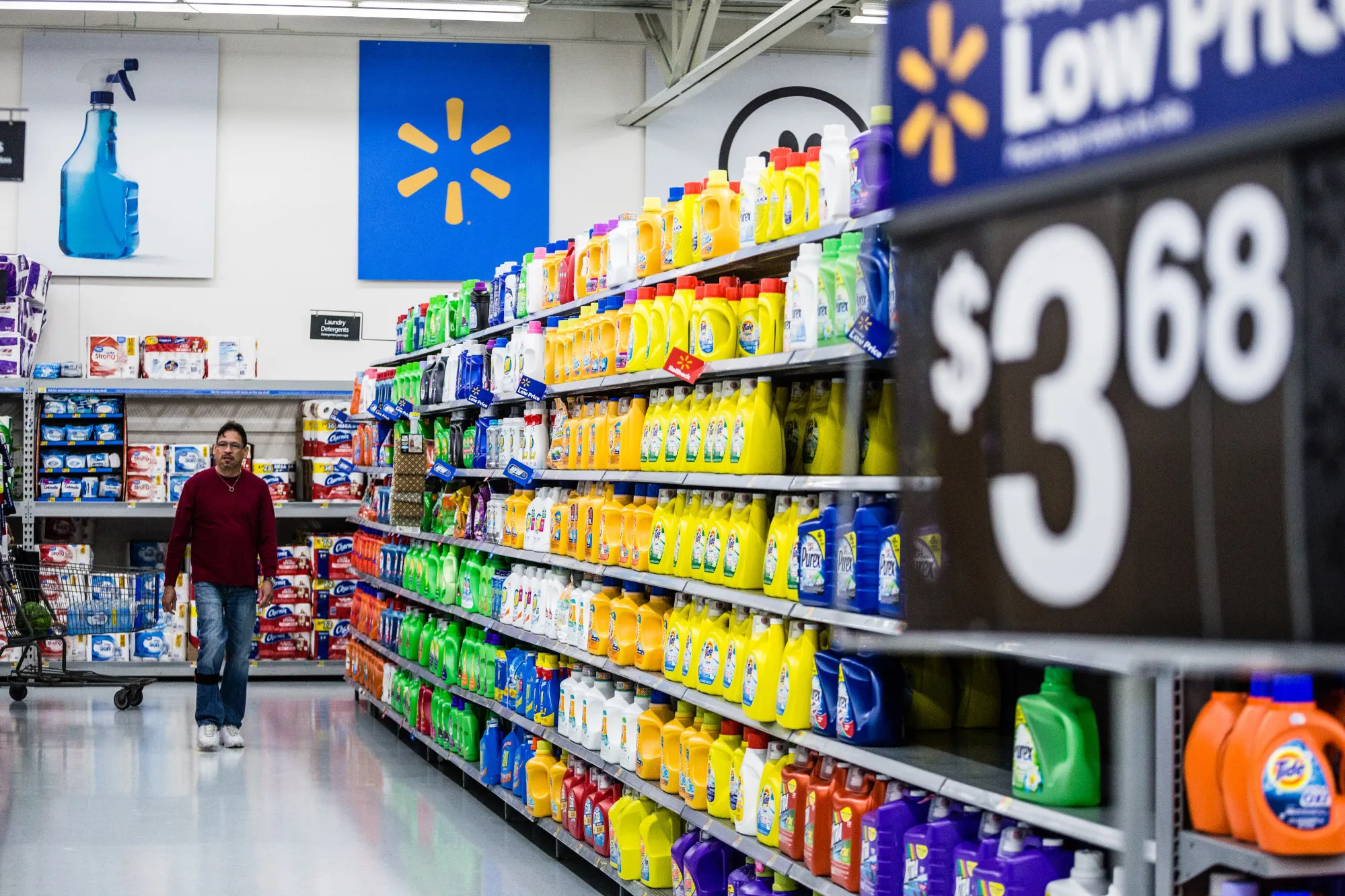 An aisle of cleaning supplies at a Walmart&nbsp;in Secaucus, New Jersey. The retail giant sells cleaning products made by Weiman, a company that’s been transformed with a focus on sustainability under the ownership of the Carlyle Group.&nbsp;
