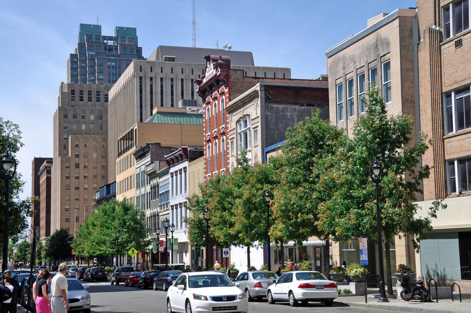 Fayetteville Street in downtown Raleigh, North Carolina.