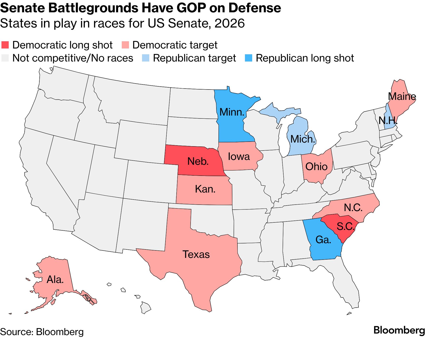 Map of Senate battleground states.