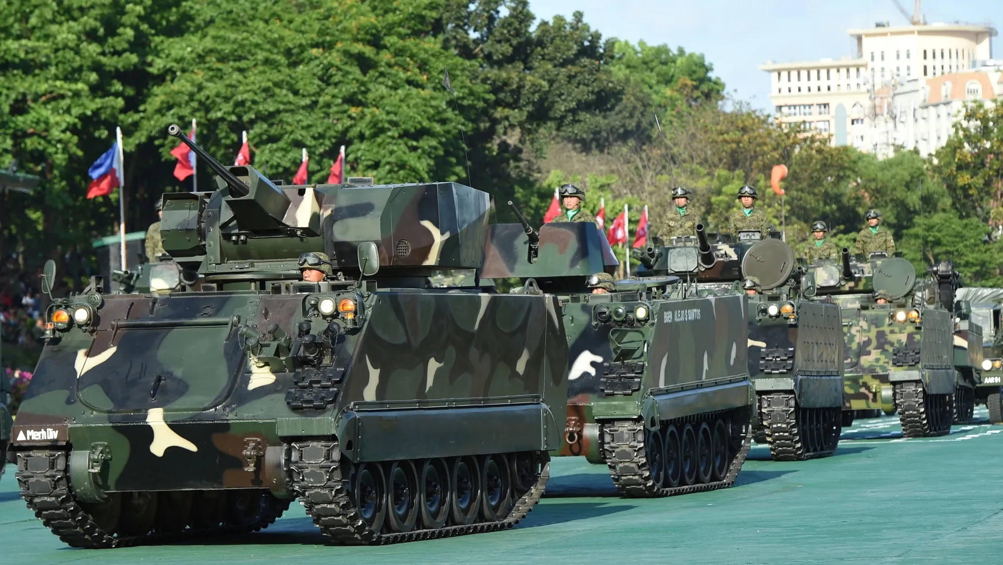 The Philippine Army Mechanised Division during a&nbsp;parade in&nbsp;Manila.&nbsp;