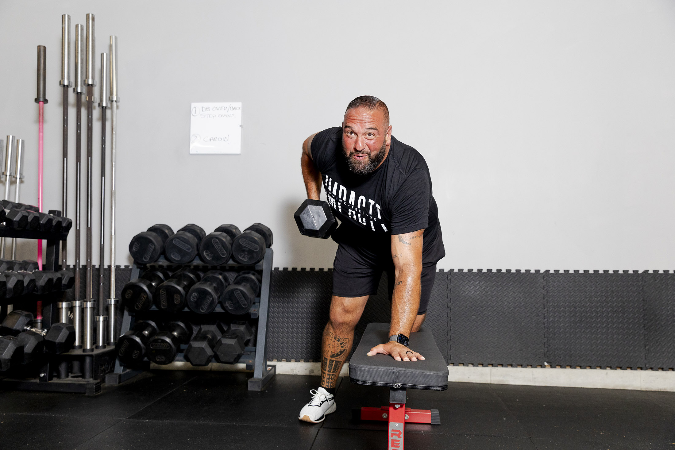 Hassan Sleiman, 45, has been utilizing experimental injectable peptides during his fitness journey at IMPACTT FITNESS on June 8, 2026 in Holly, Michigan. He’s lost 75 pounds since last year and credits working out at the facility consistently, peptides and using a a GLP1 for his success. Photographer: Sylvia Jarrus for Bloomberg Businessweek