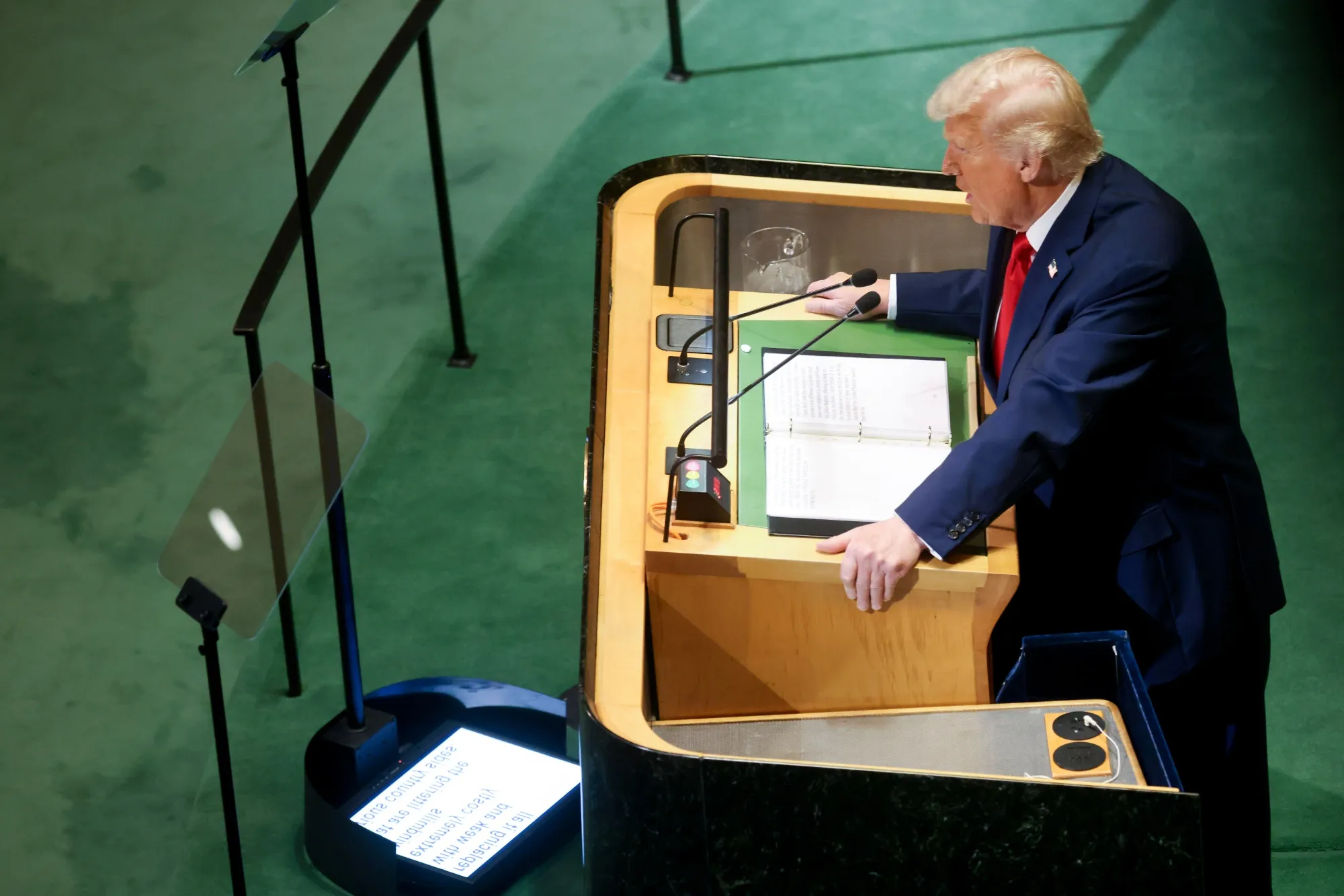 US President Donald Trump speaks at the United Nations General Assembly.