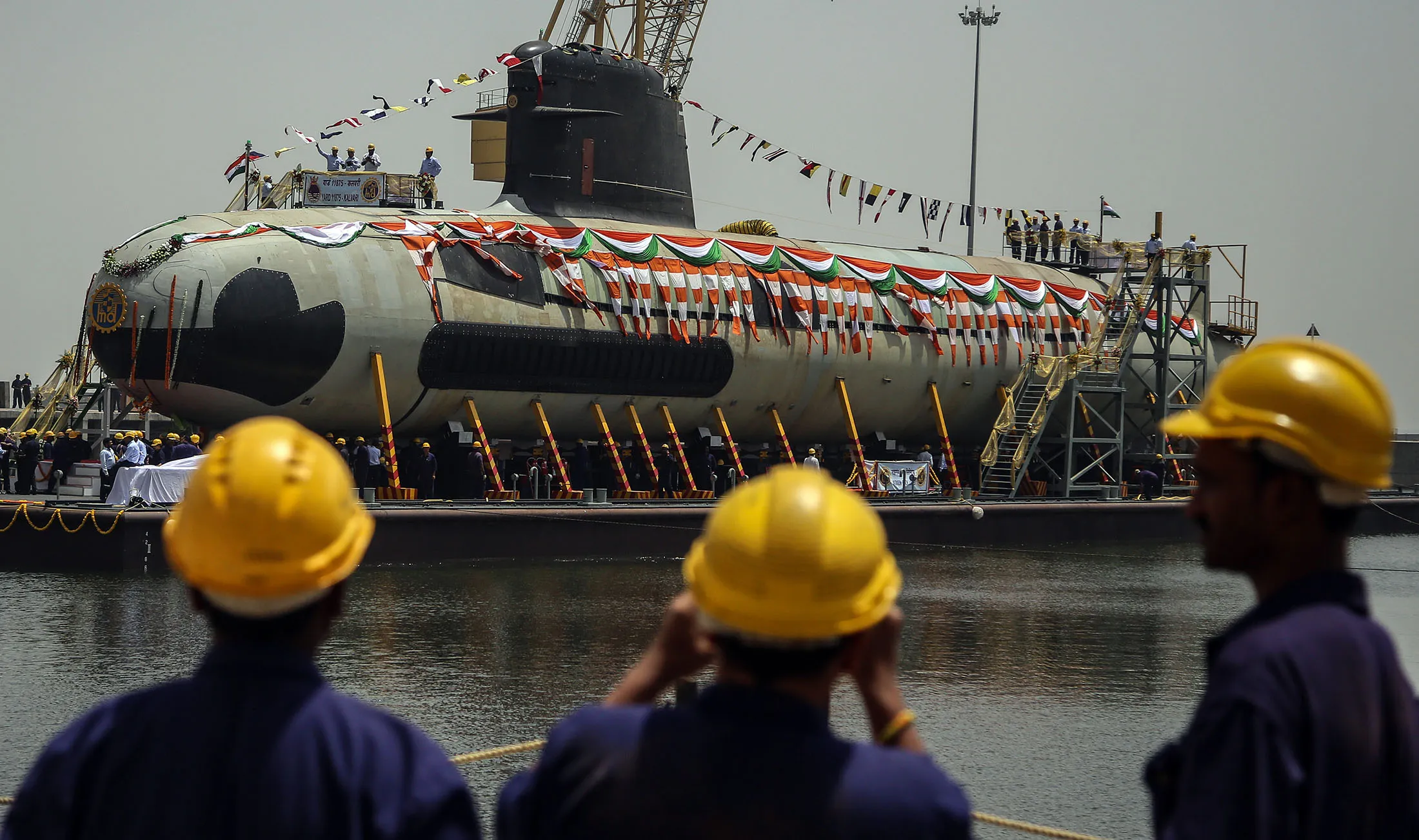 The Indian Navy's first Scorpene-class submarine INS Kalvari.