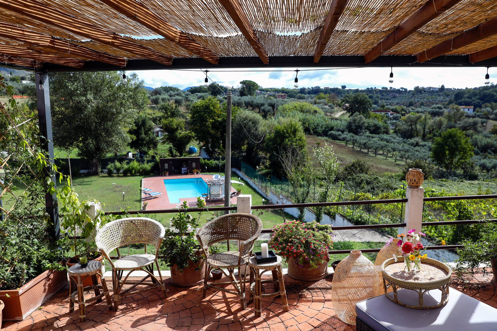 Amy Lentini’s balcony at her countryside retreat&nbsp;in the Sabine Hills, Italy.
