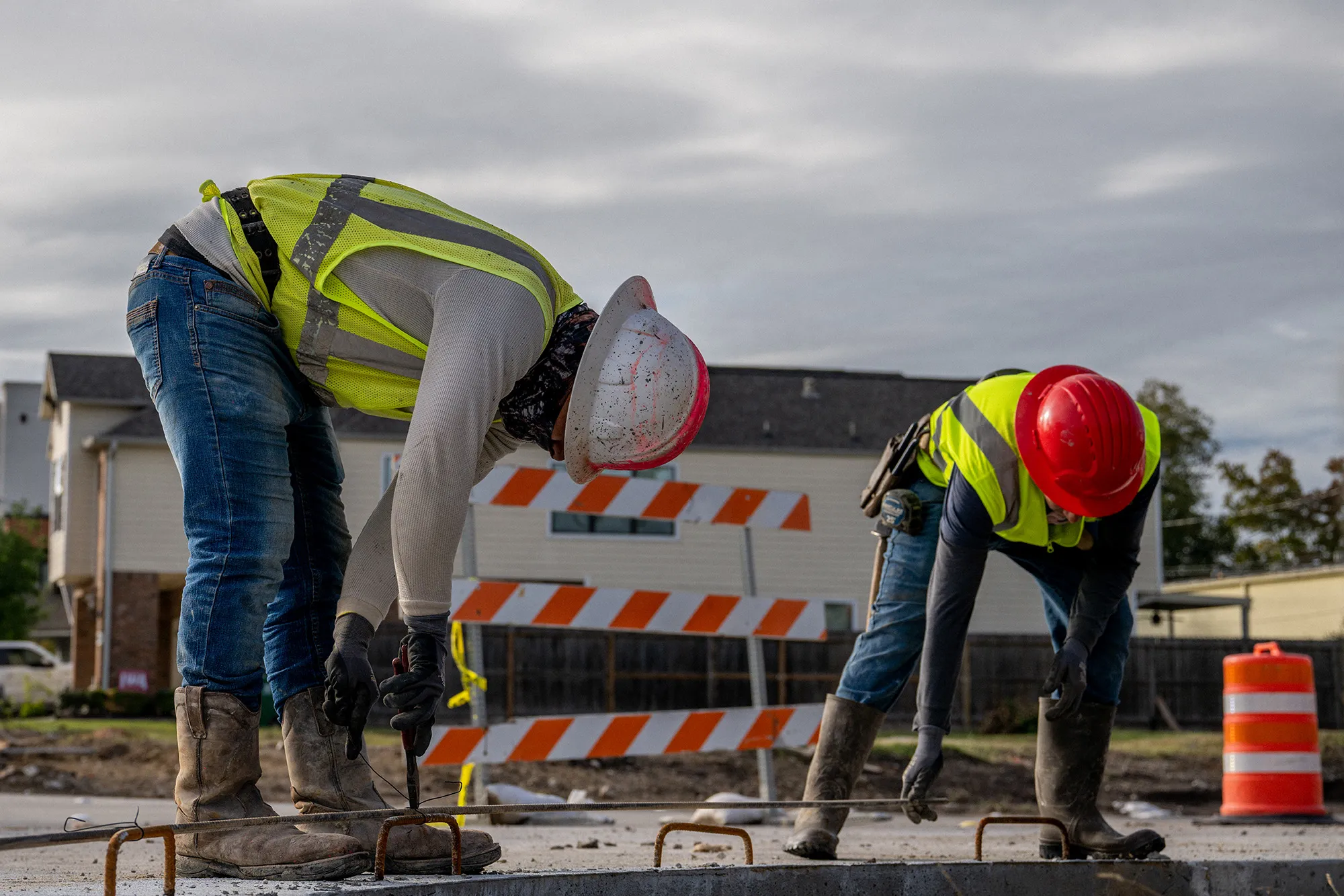 Construction workers repair&nbsp;an intersection in Houston, Texas.&nbsp;