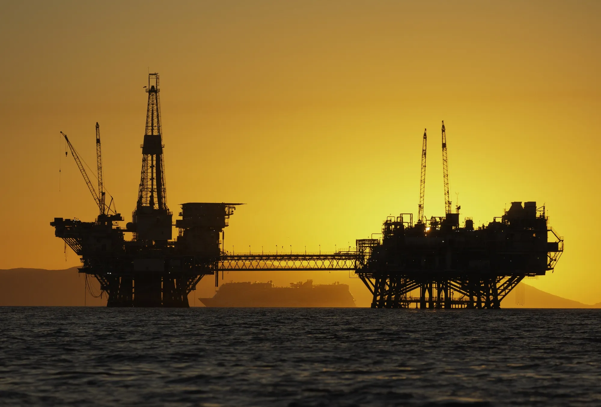 Offshore oil and gas platforms.