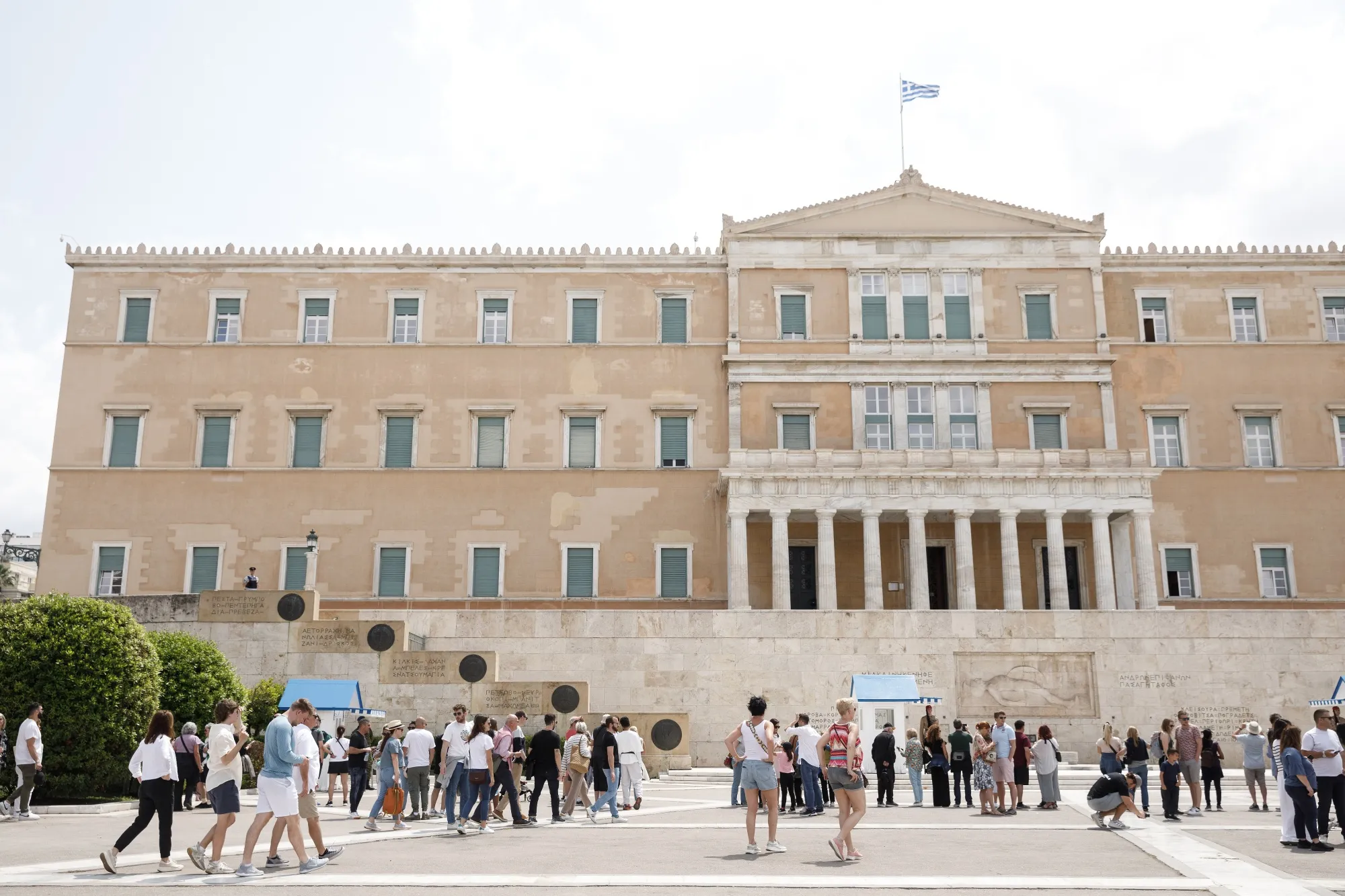 The Greek parliament building in Syntagma square in Athens.&nbsp;