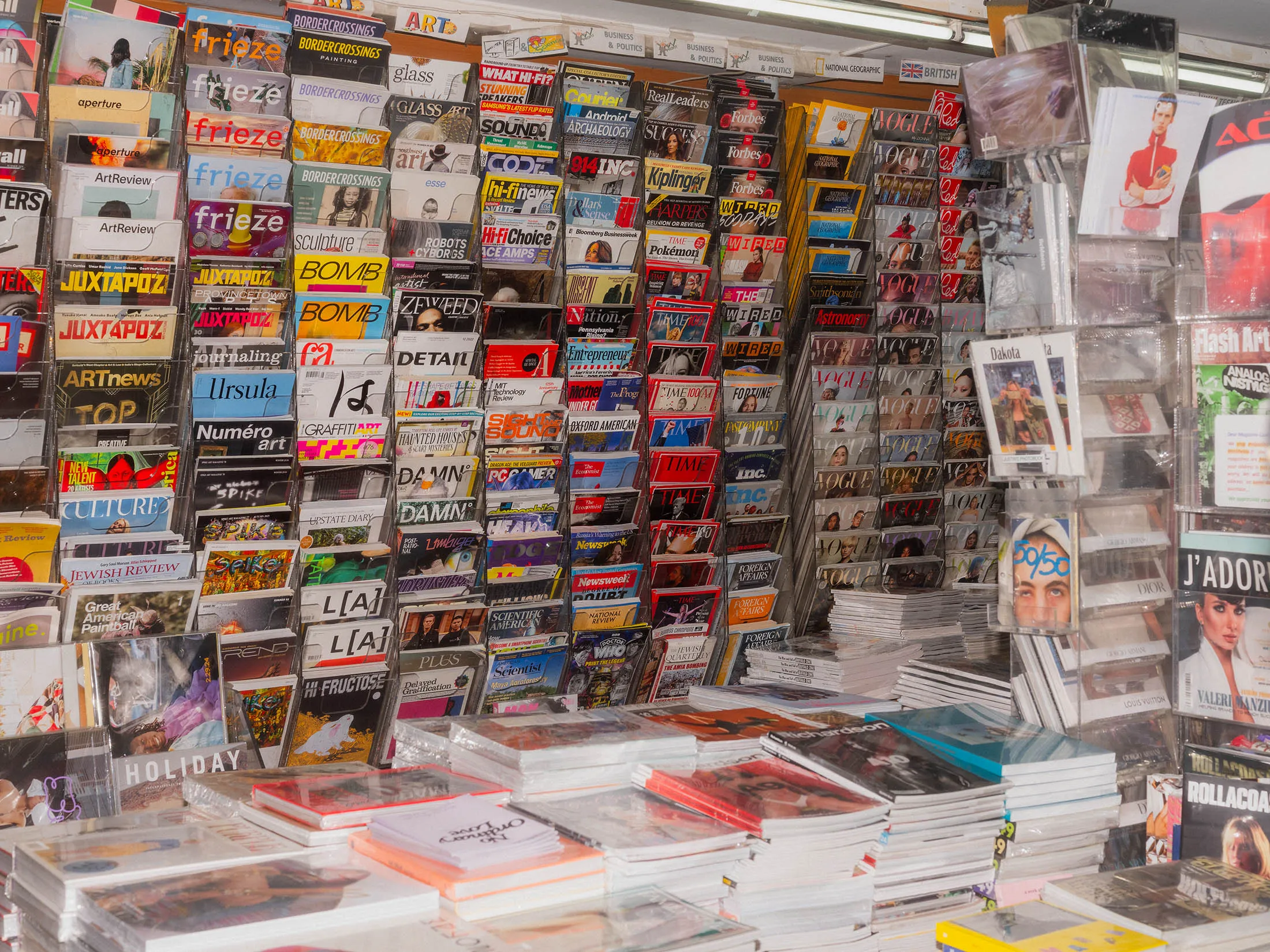 A view inside Soho News International, one of the remaining magazine shops in New York City with a cult following.