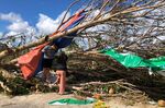 Local tourists take shelter under uprooted trees in Surigao del norte province, Philippines on Dec. 19.