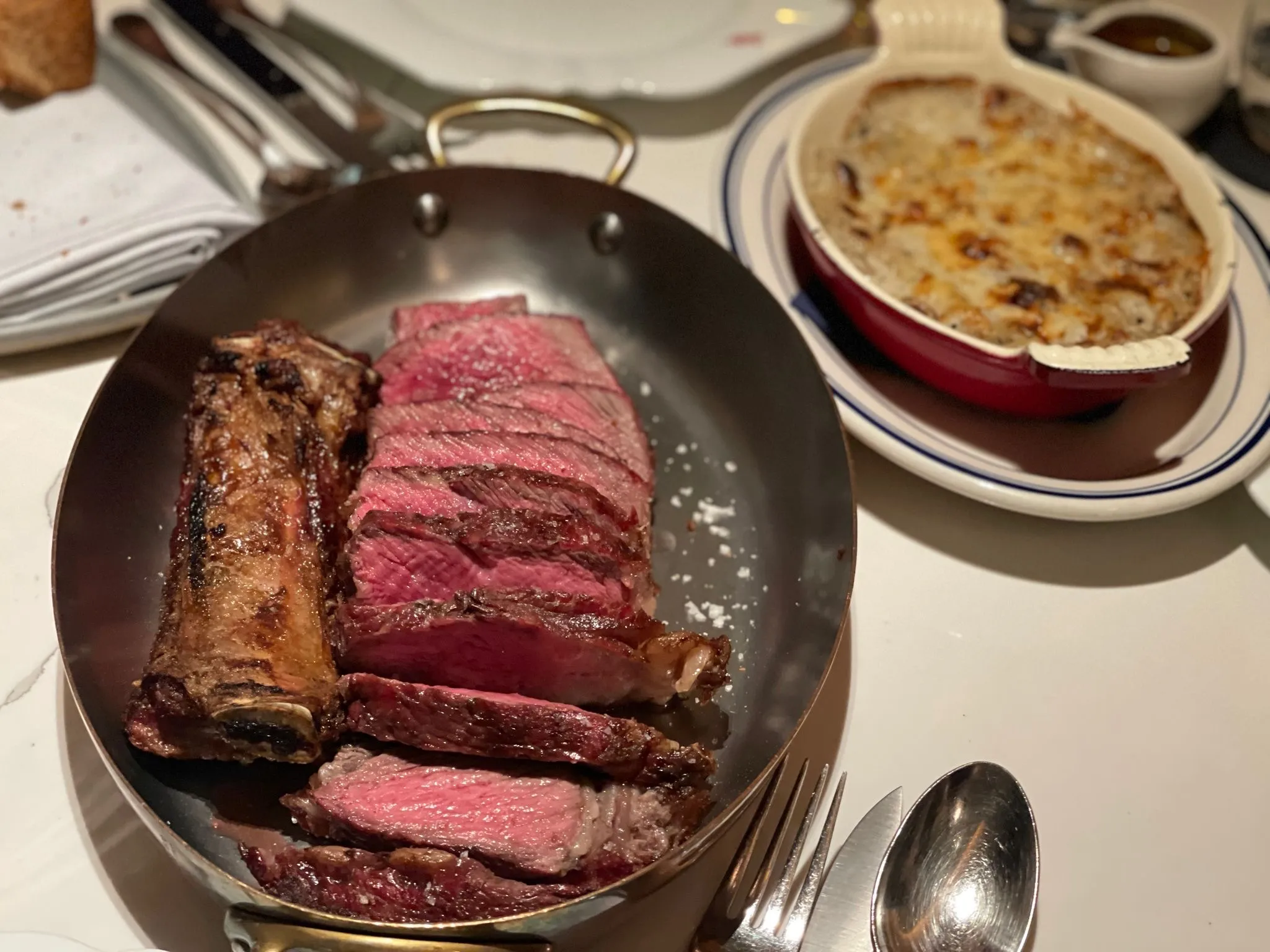 Lala’s cote de boeuf&nbsp;and macaroni and&nbsp;cheese.