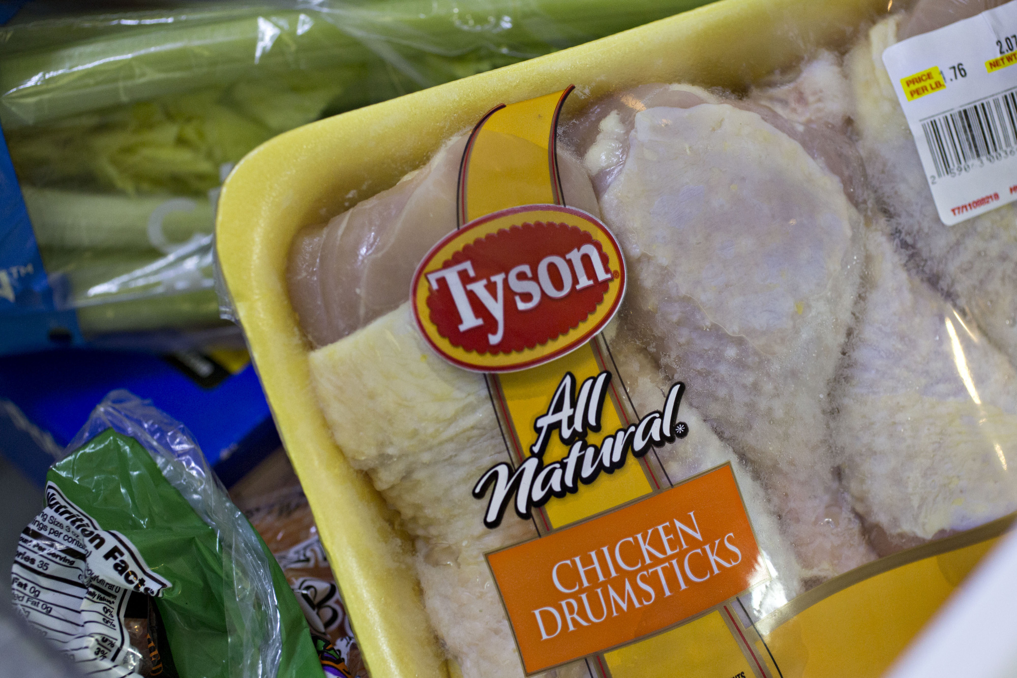 A package of Tyson Foods chicken is arranged for a photograph in Tiskilwa, Illinois.