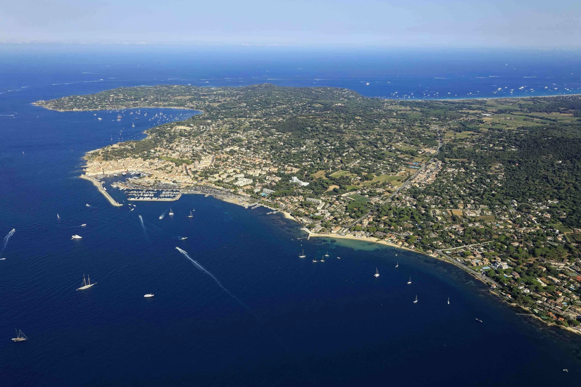 An aerial view of Saint-Tropez, France.